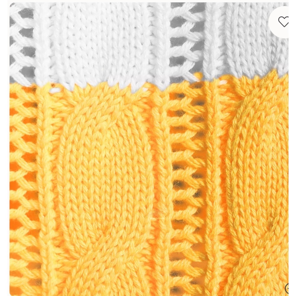 Lands End Drifter Yellow White Striped Cable Knit Sweater 3X 24W-26W NEW - Picture 4 of 6